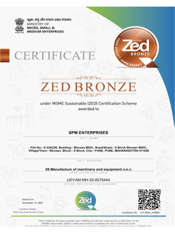 certificate ZED Bronze -SPM